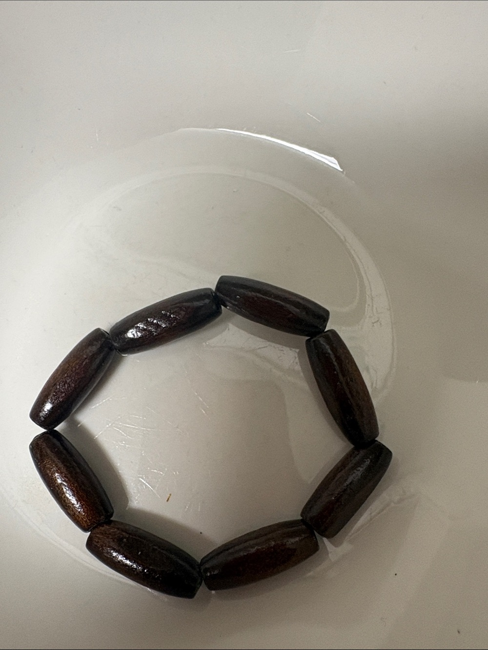 Dark Brown Wooden Bead Stretch Bracelet